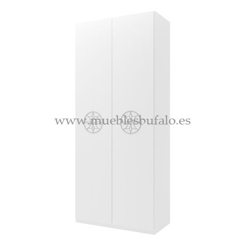 Armario 3 puertas abatibles Blanco Viena tirador roseta, 150x232x52 cm